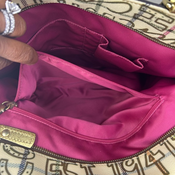 Coach Tattersall Graffiti Tote Gold/Cream Pink Lining Style F13187 Excellent - Picture 9 of 15